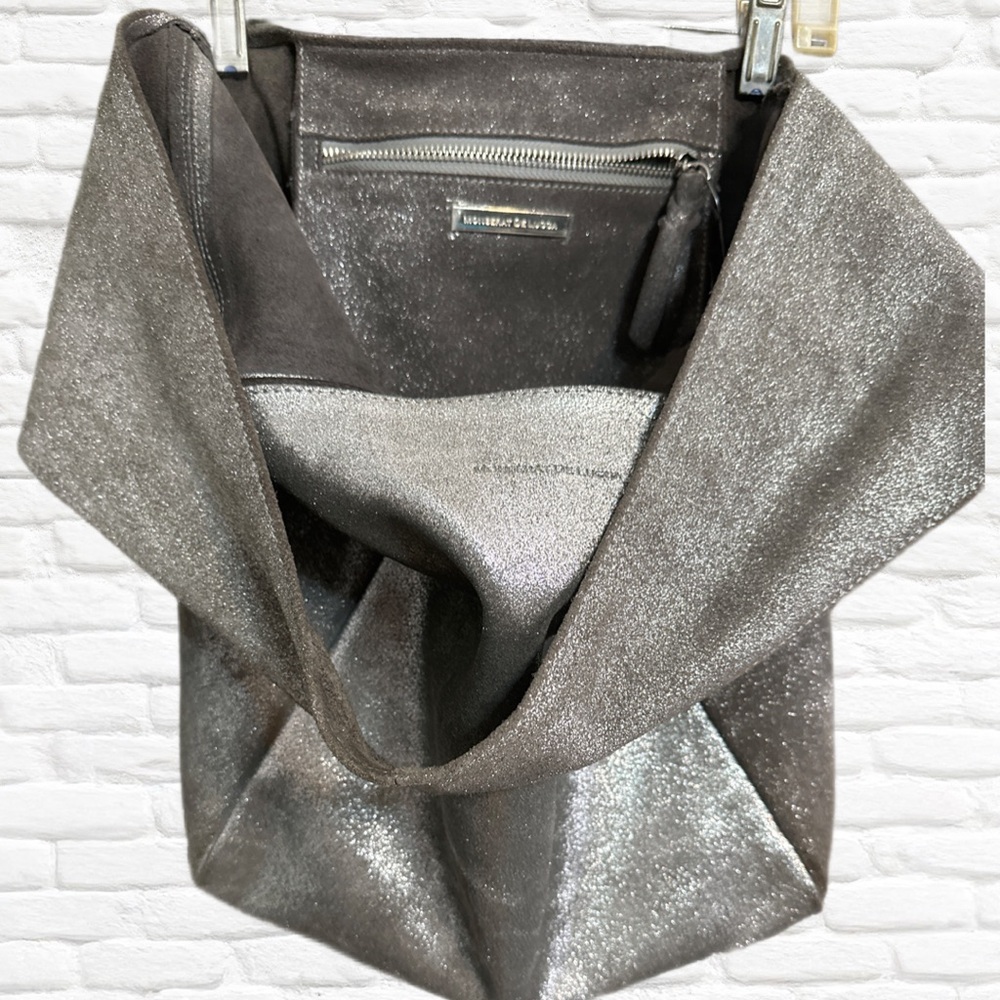 Monserat De Lucca Silver Shoulder Bag with Metallic Sheen